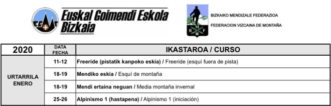 Mendieskola urtarrila